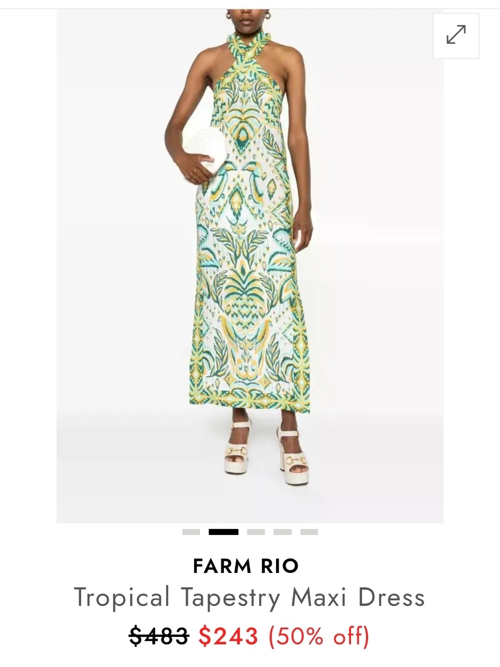 FARM RIO Yellow & Green Tropical Tapestry Maxi Dress